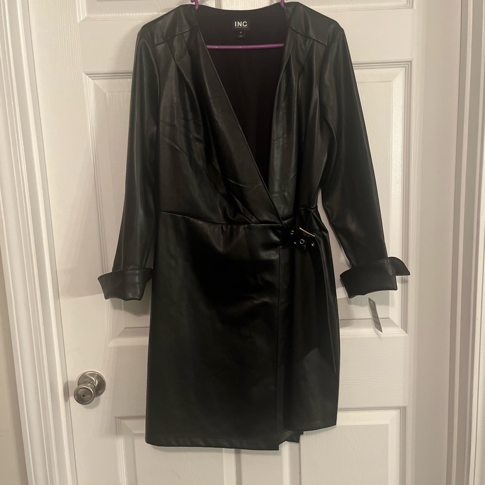 INC International Concepts Women's Black Leather dress